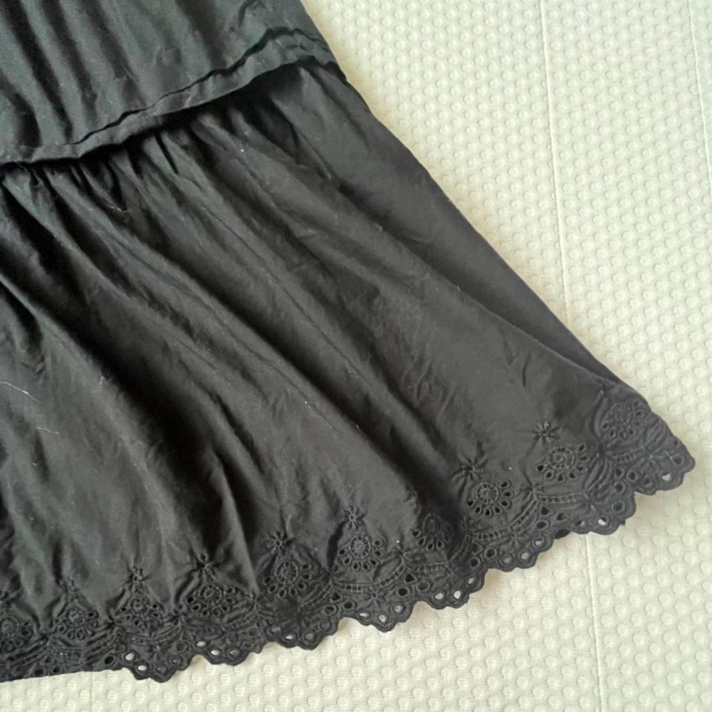 Madewell black smocked midi dress eyelet tiered cotton cottagecore - Picture 6 of 6